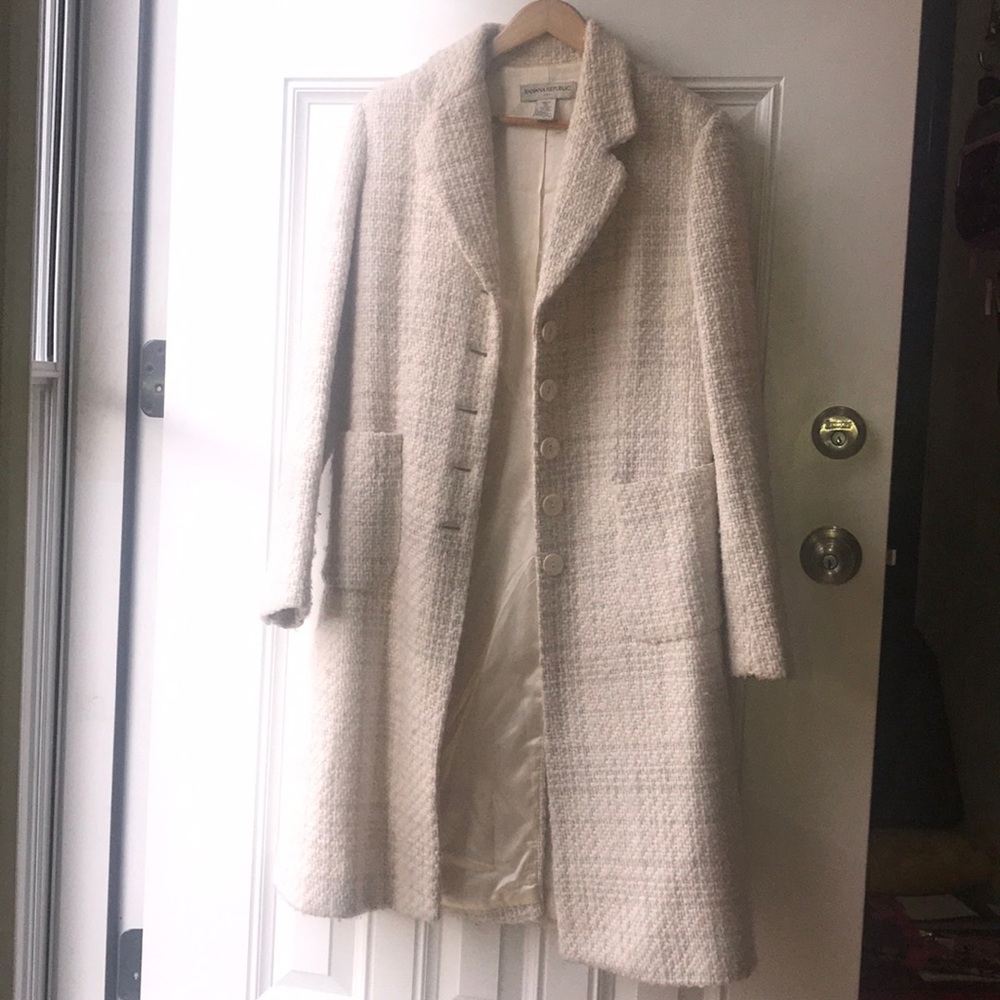 Cream midi coat from banana republic